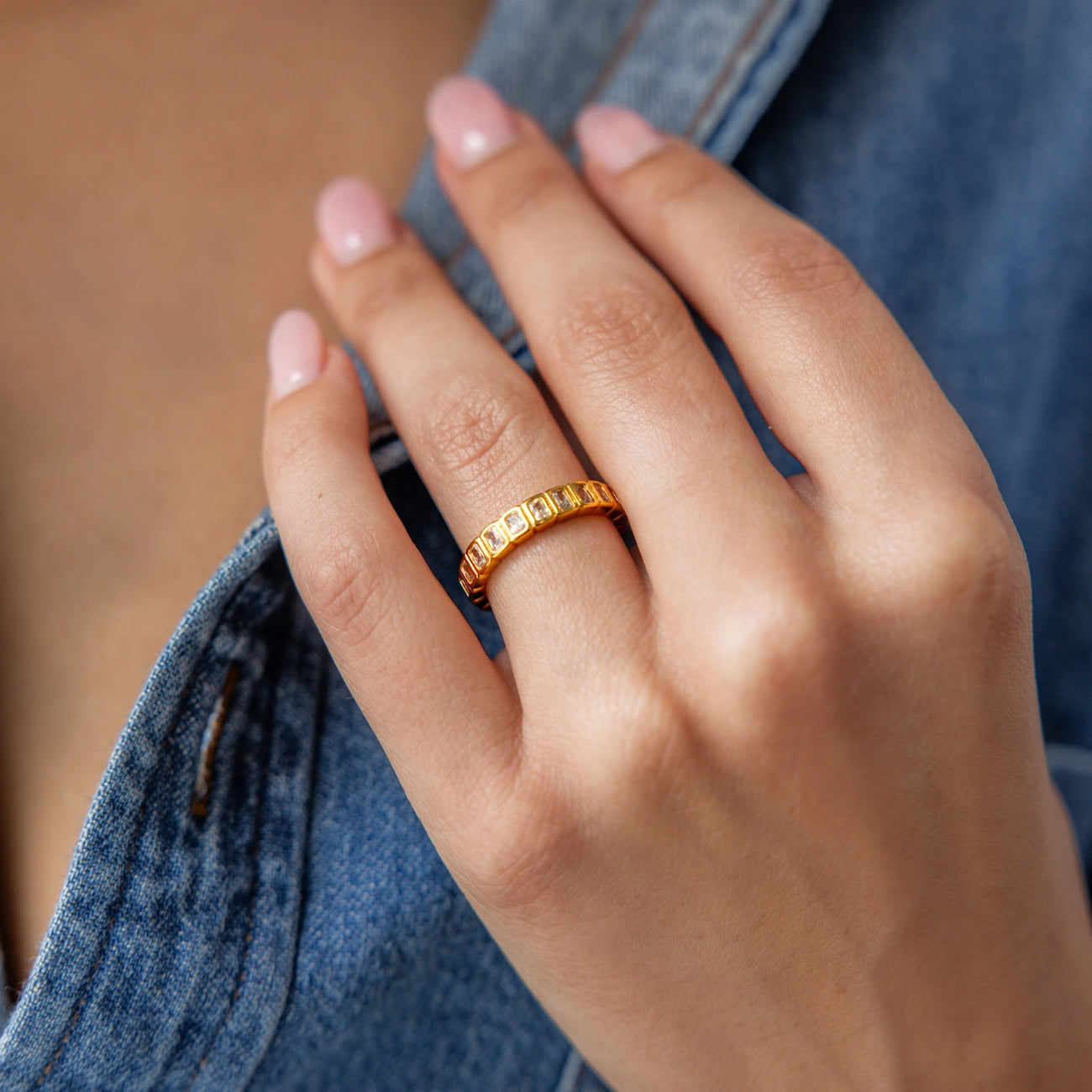TENNIS EMERALD CUT RING