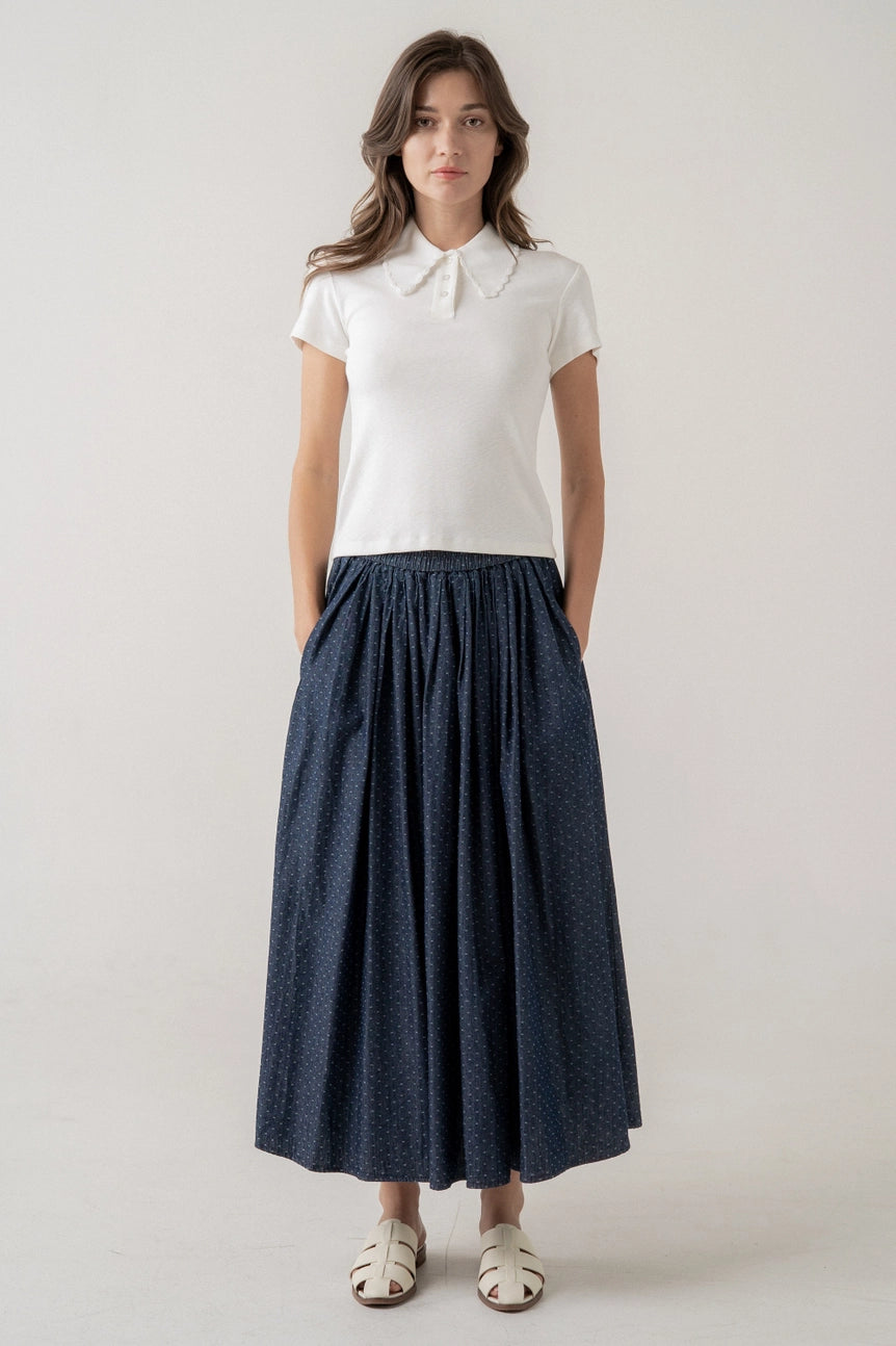 SCALLOPED COLLAR KNIT POLO
