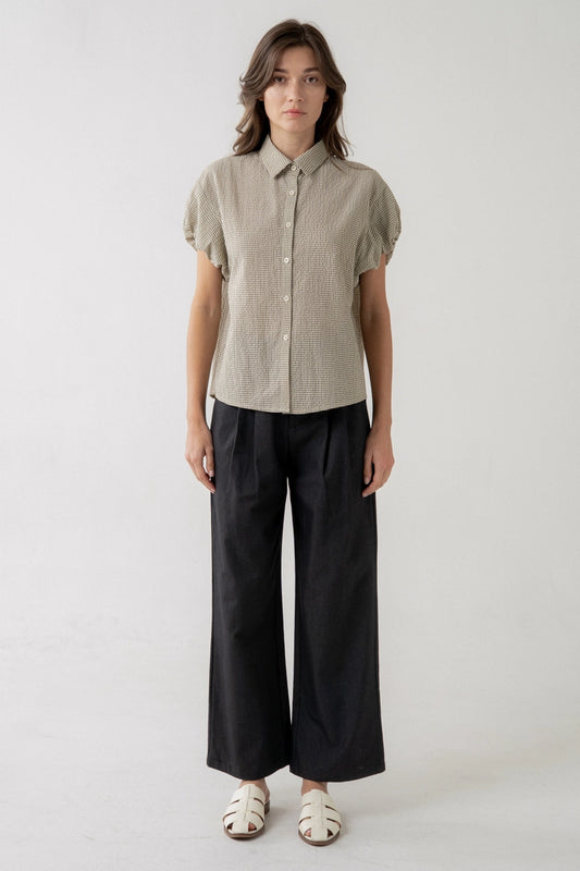 PUFF SLEEVE BOTTON DOWN BLOUSE