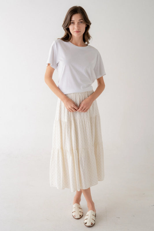 MICRO DOT TIERED SKIRT