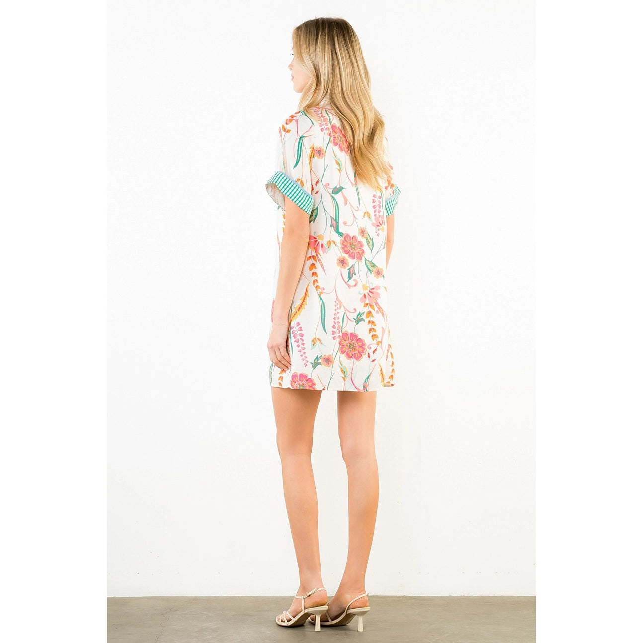 FLORAL PRINT COLLARED DRESS