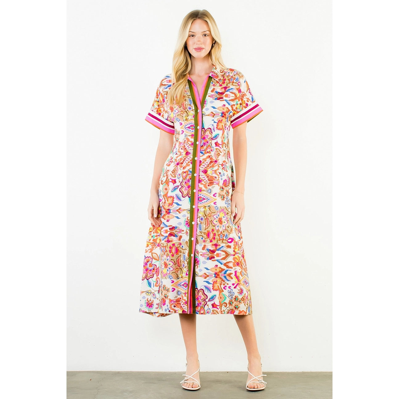 BUTTON DOWN FLOWER DRESS