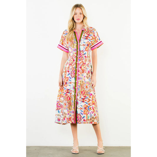 BUTTON DOWN FLOWER DRESS
