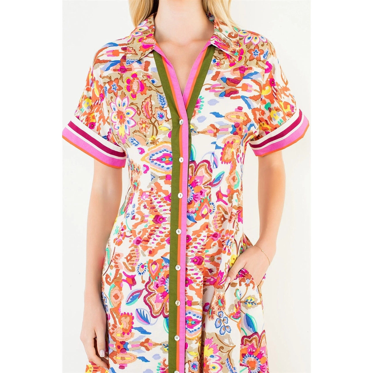 BUTTON DOWN FLOWER DRESS