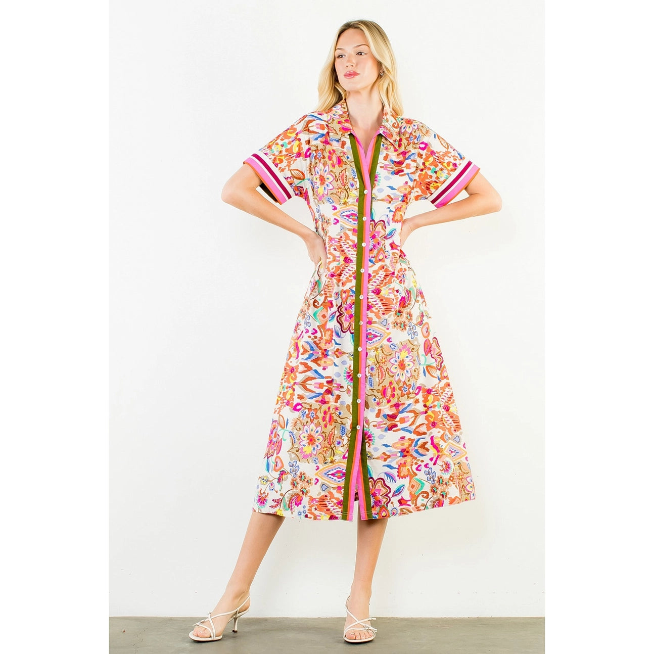 BUTTON DOWN FLOWER DRESS