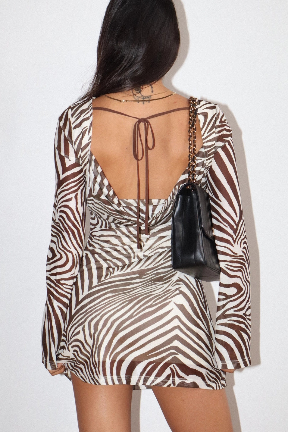 ZEBRA PRINT LONG SLEEVE DRESS
