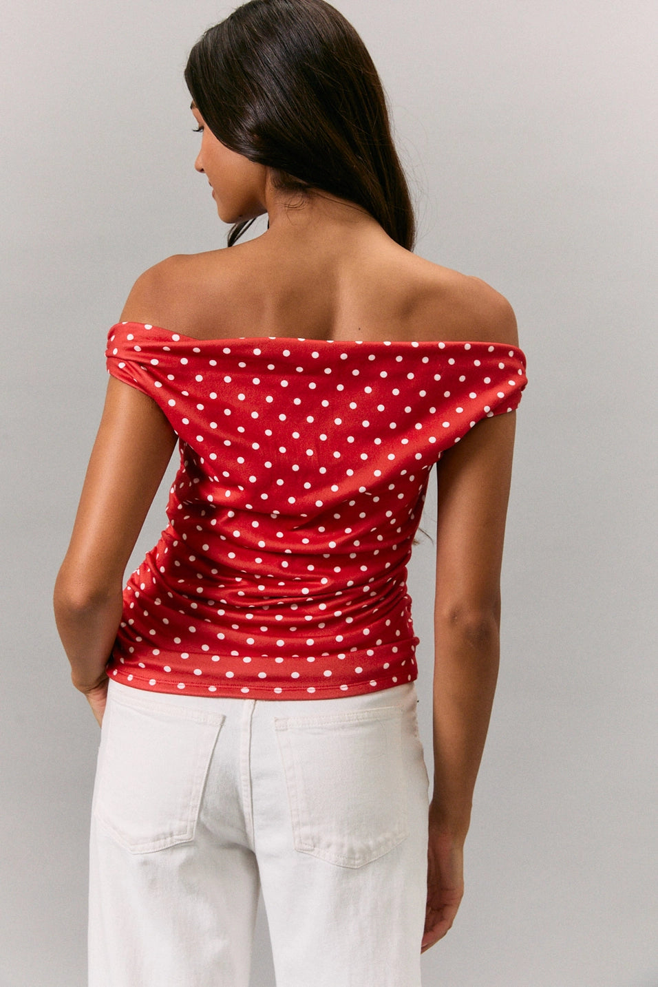 OFF SHOULDER POLKA DOT TOP