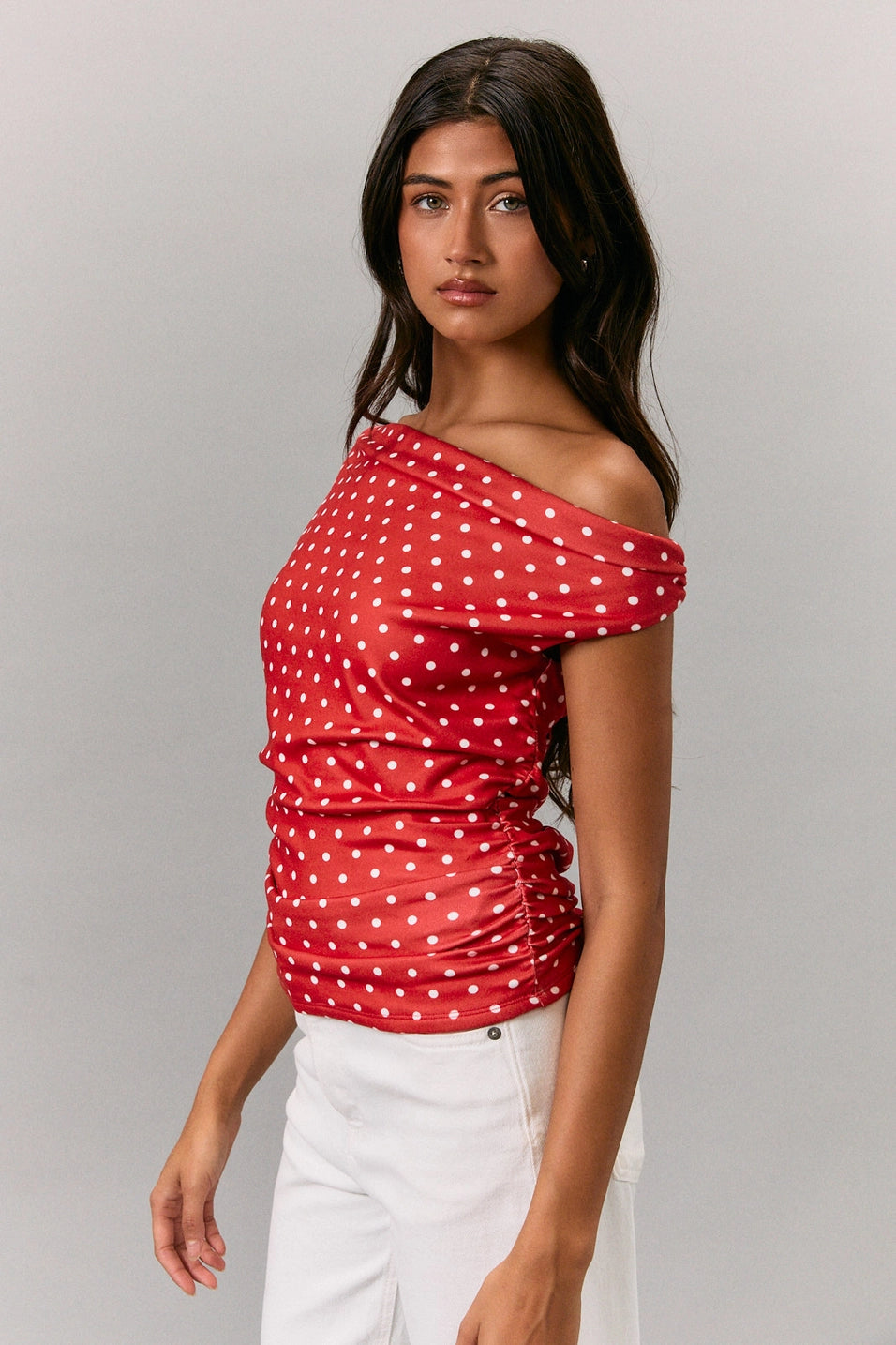 OFF SHOULDER POLKA DOT TOP