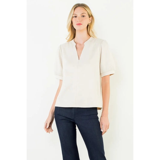 SOFT SUEDE V-NECK TOP