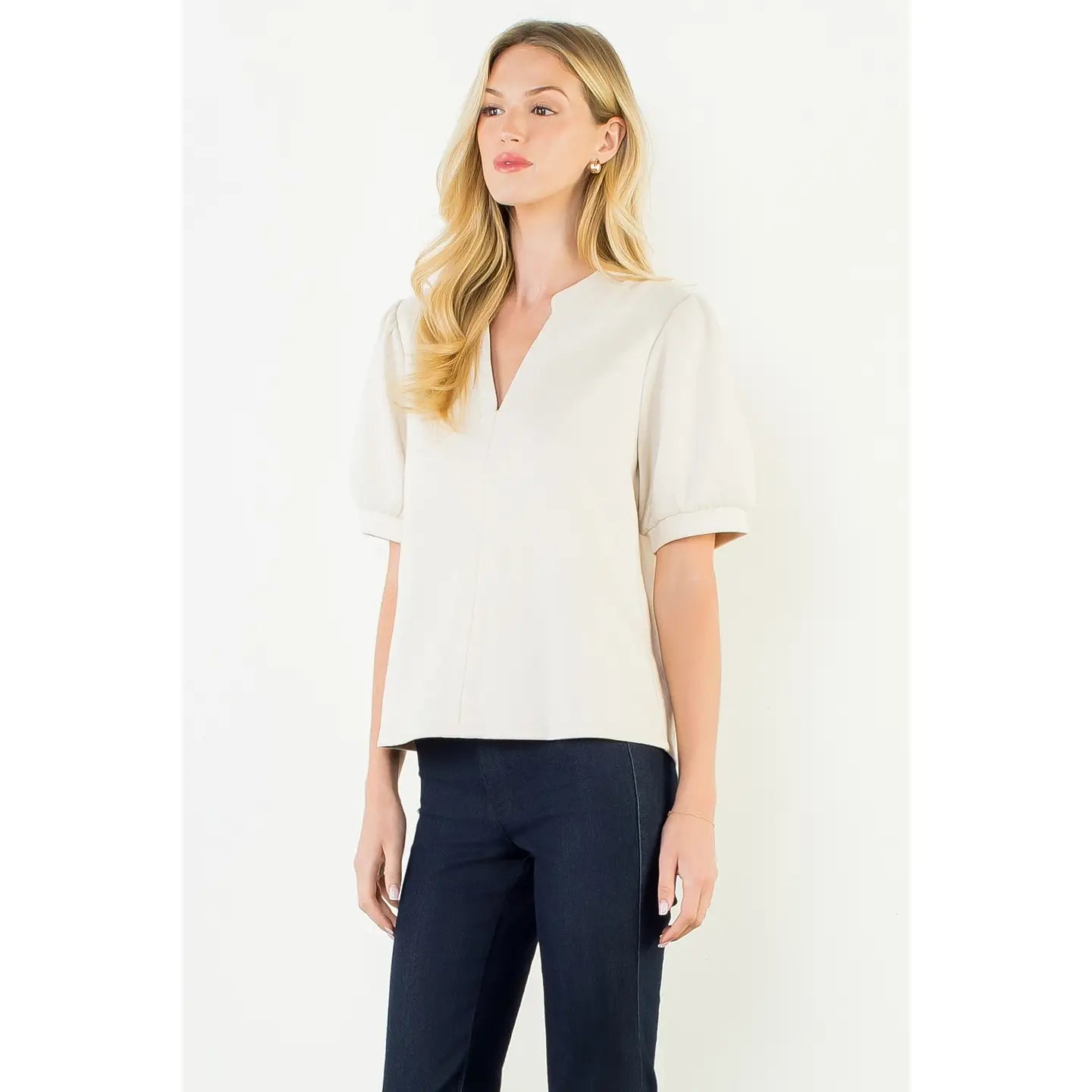 SOFT SUEDE V-NECK TOP
