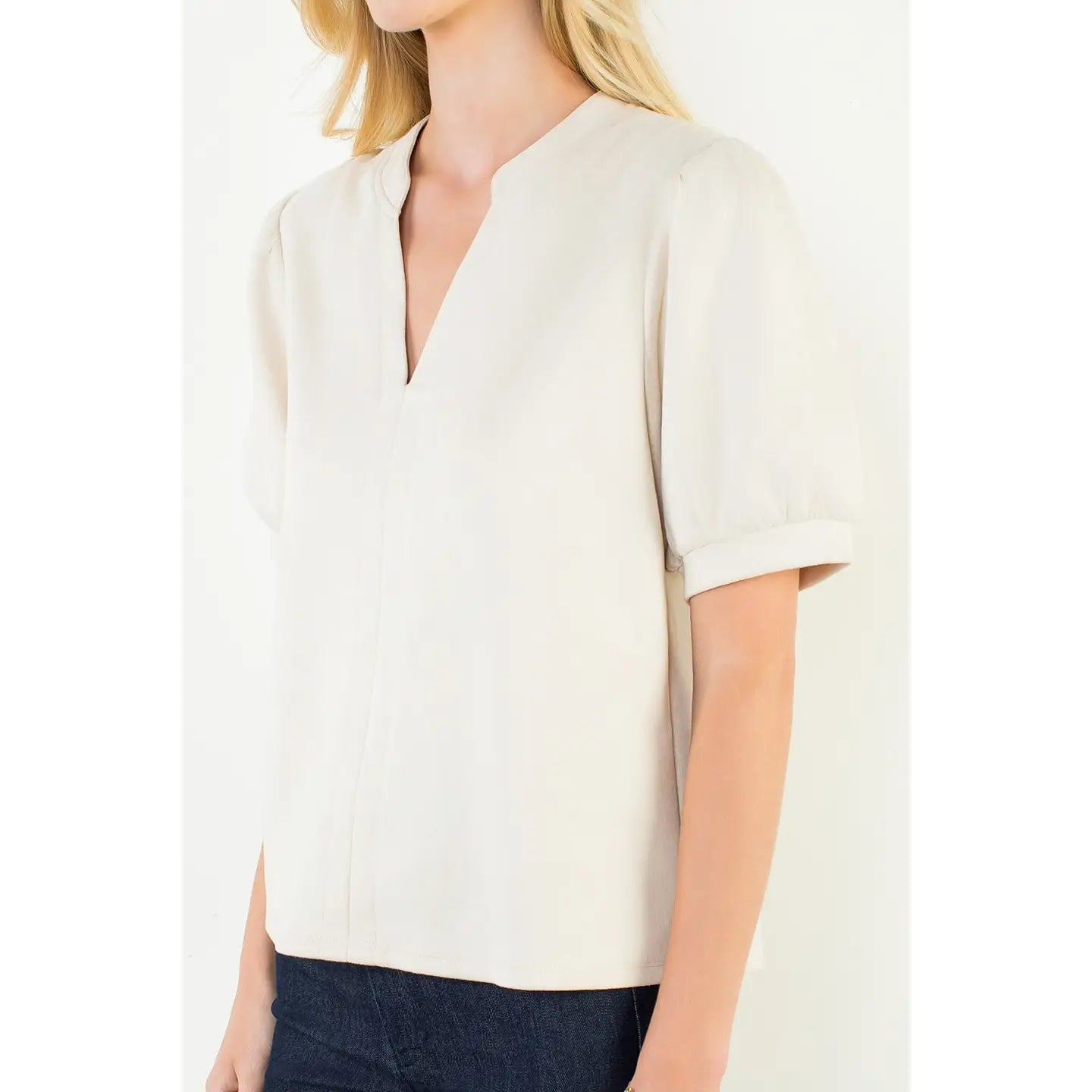 SOFT SUEDE V-NECK TOP