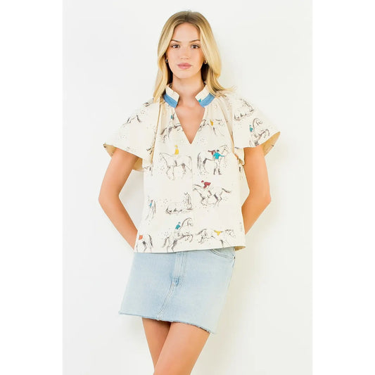 HORSE PRINT TOP