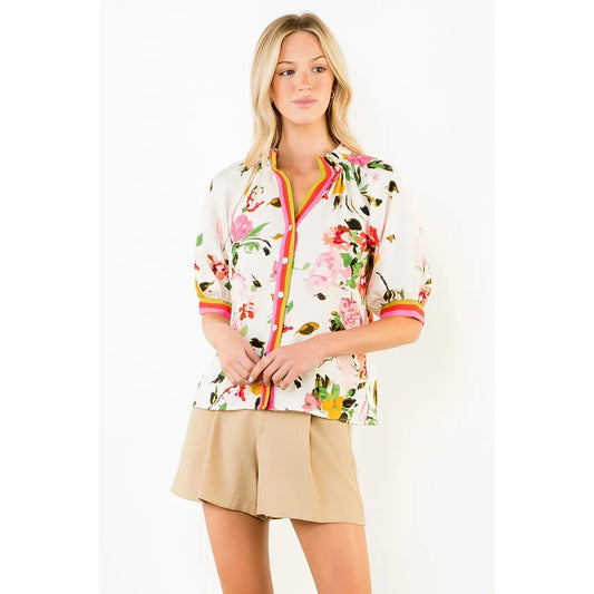 SHORT SLEEVE FLORAL TOP