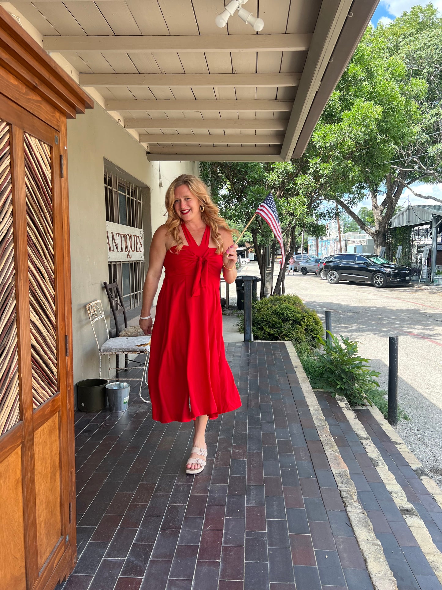 RED IBIZA DRESS