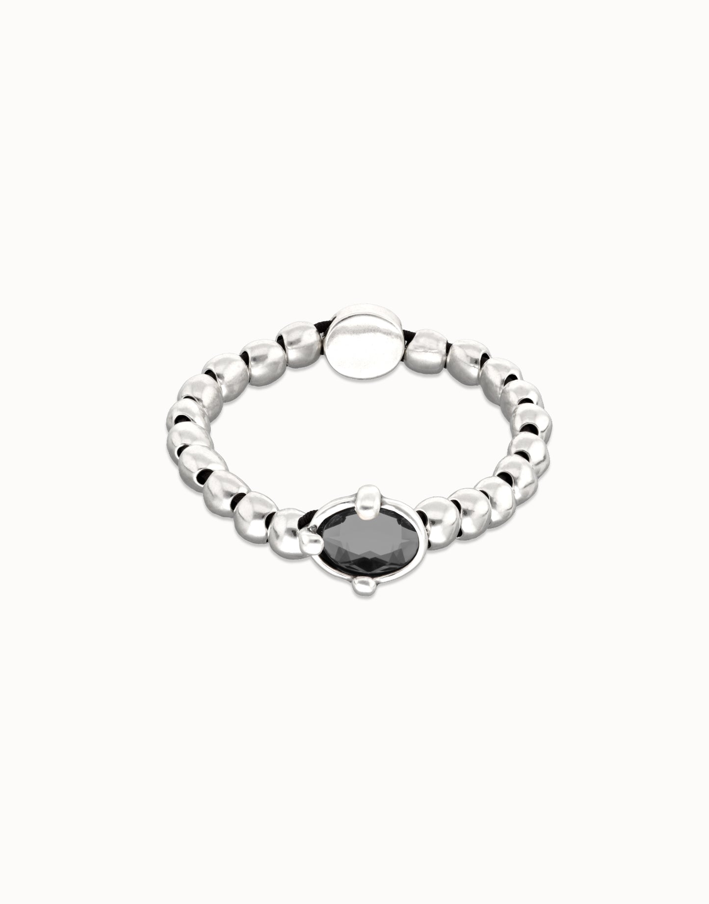 SER DESLUMBRANTE SILVER BEADED BRACELET BLK CRYSTAL