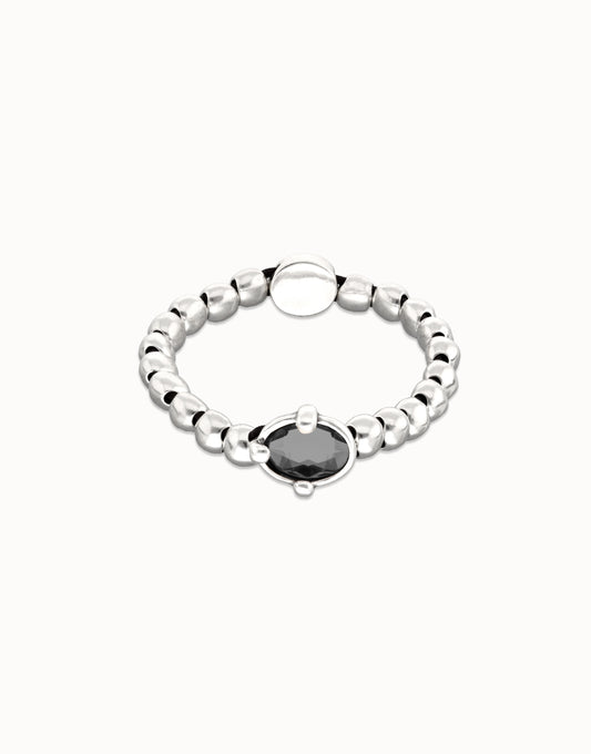 SER DESLUMBRANTE SILVER BEADED BRACELET BLK CRYSTAL