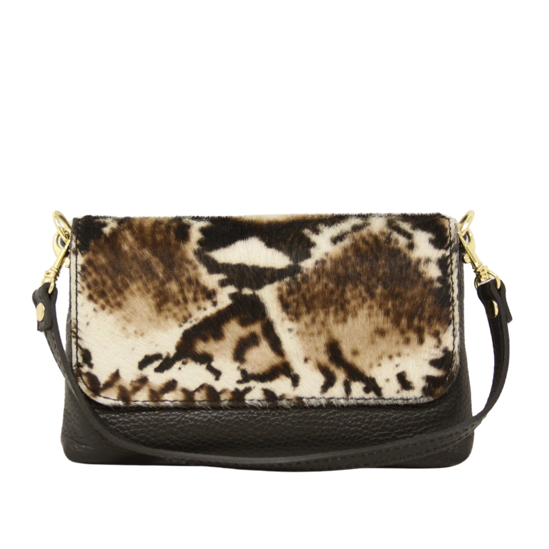 COWHIDE CROSSBODY AND CLUTCH