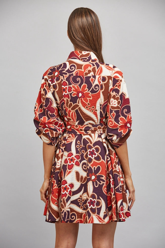 ABSTRACT FLORAL PRINT DRESS