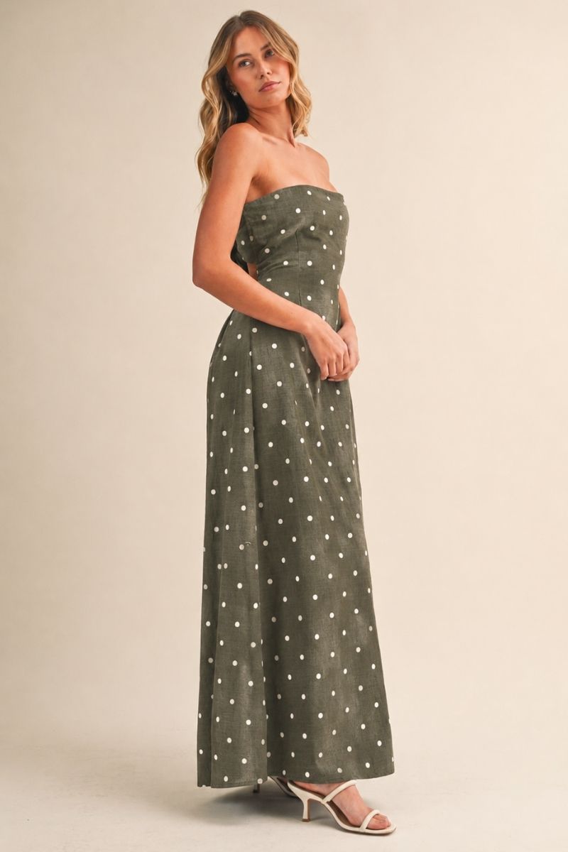 DOT PRINTED TUBE MAXI DRESS
