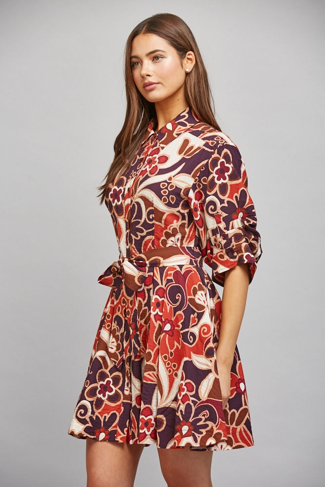 ABSTRACT FLORAL PRINT DRESS