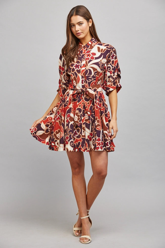ABSTRACT FLORAL PRINT DRESS