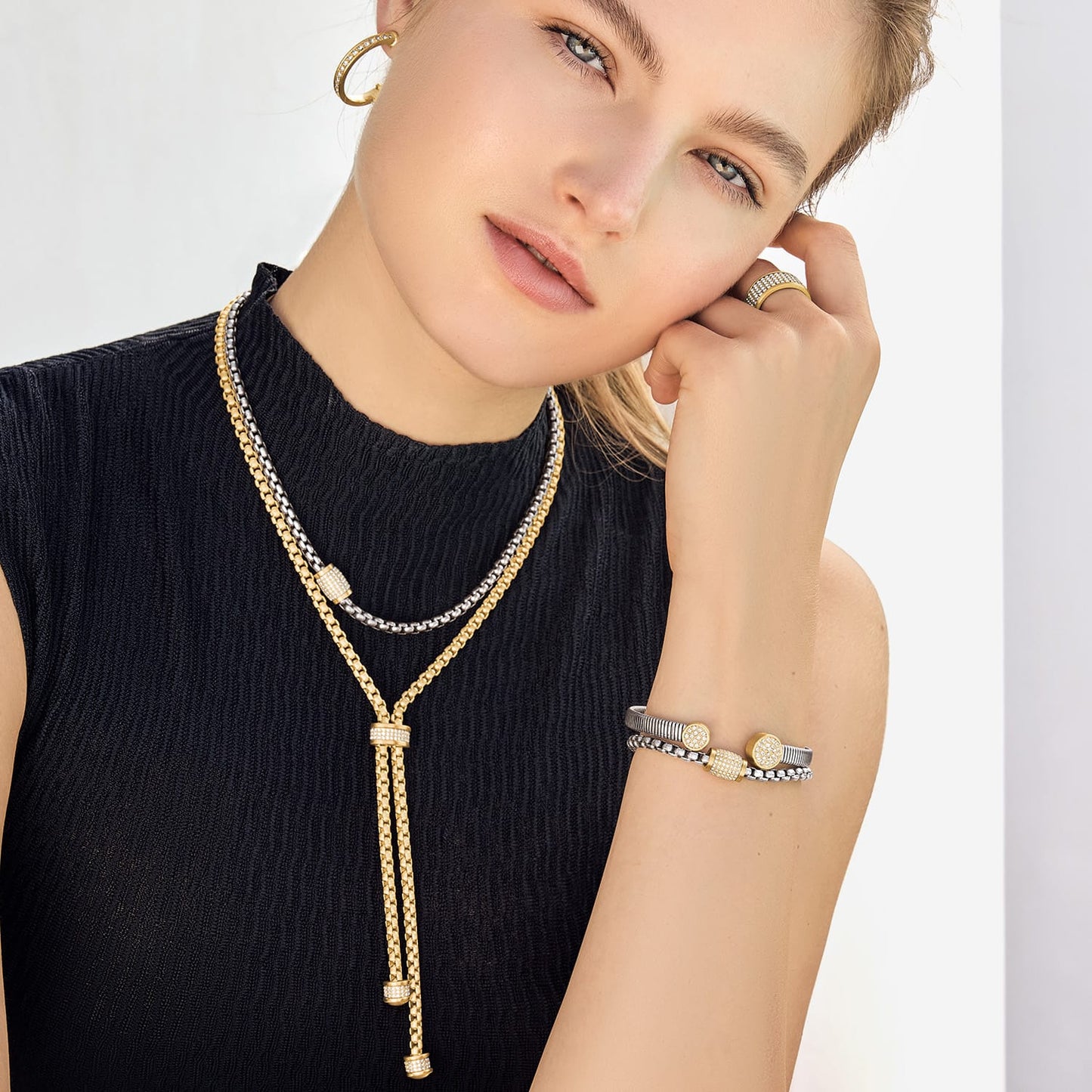 MERIDIAN SOLIS TWO TONE NECKLACE