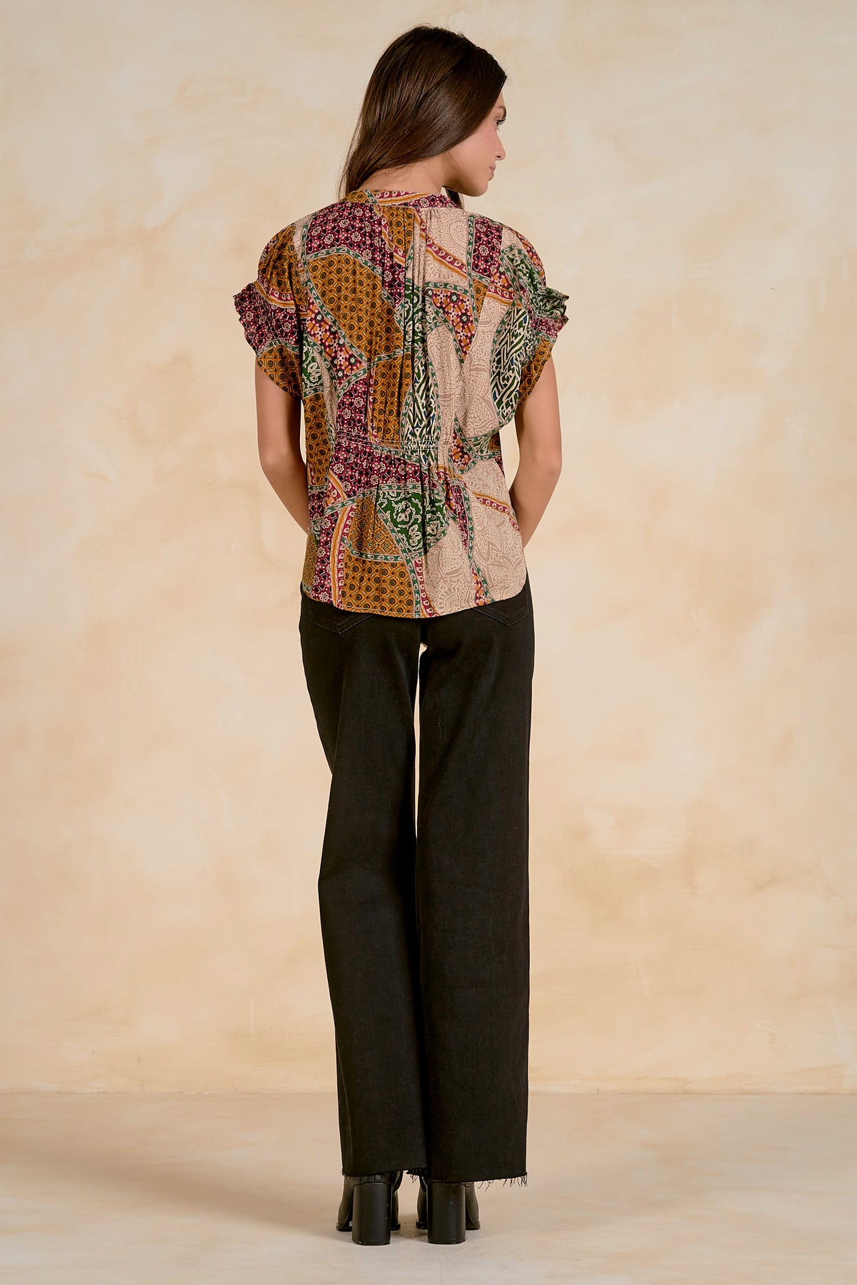 BOHO PRINT V-NECK TOP