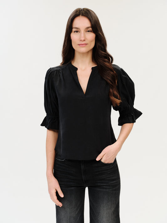 JOSIE V-NECK FLUTTER SLEEVE TOP