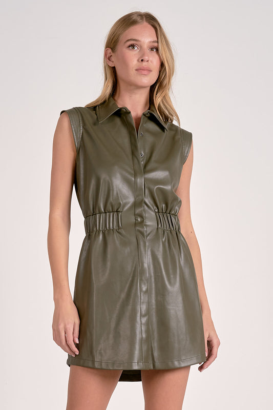 PINE FAUX LEATHER DRESS