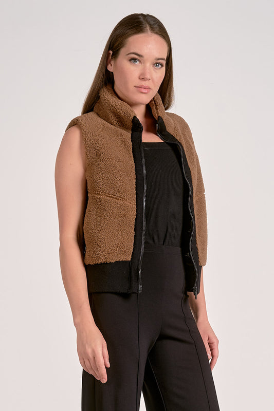 DARK TAN WOOLLY VEST