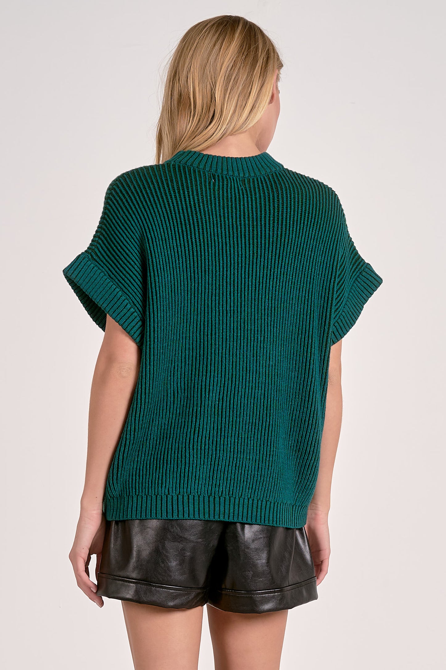 TEAL SHORT SLEEVE SWEATER