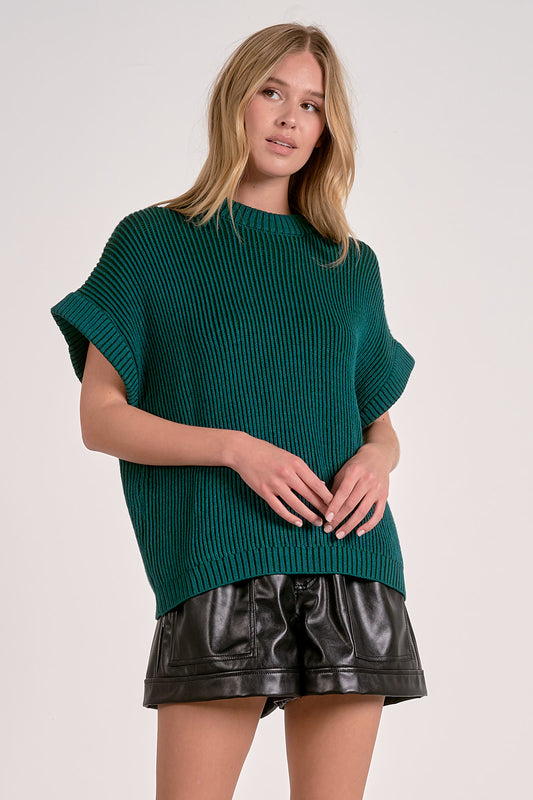 TEAL SHORT SLEEVE SWEATER