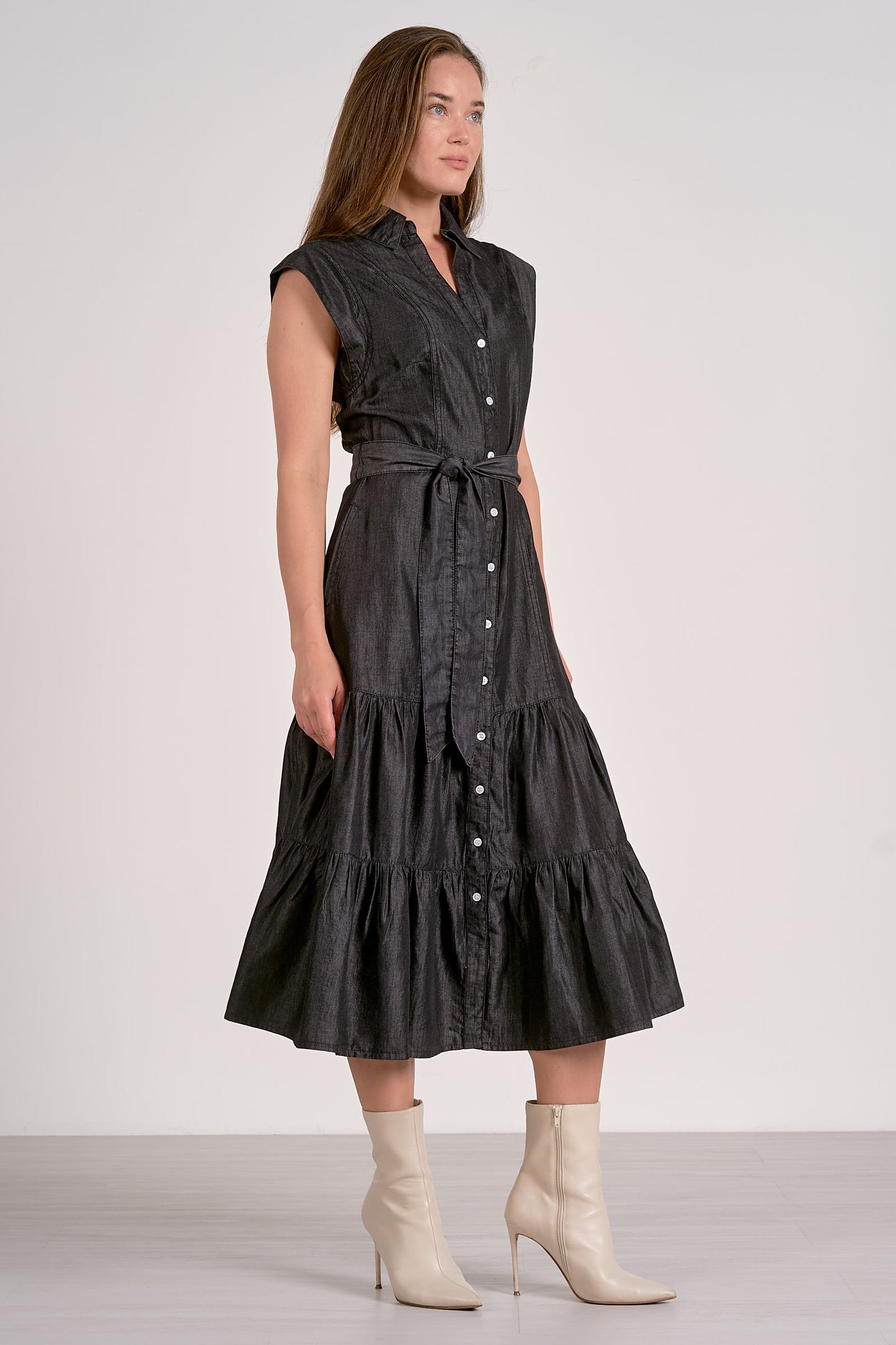 DARK GREY WASHED DRESS
