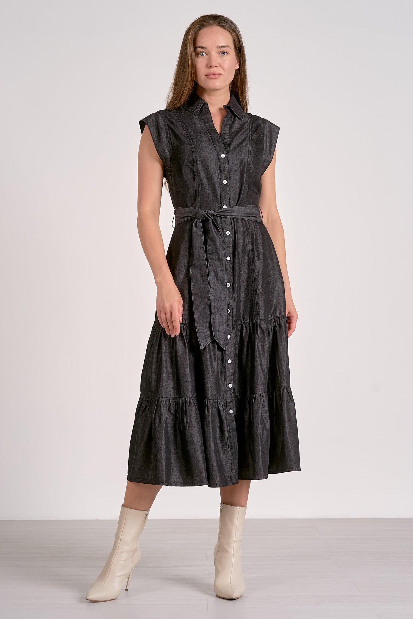 DARK GREY WASHED DRESS