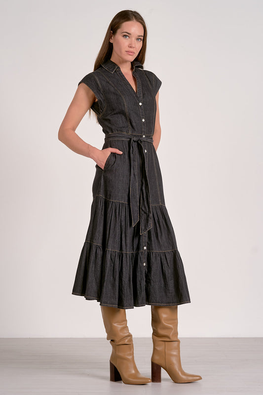 DARK GREY WASHED DRESS