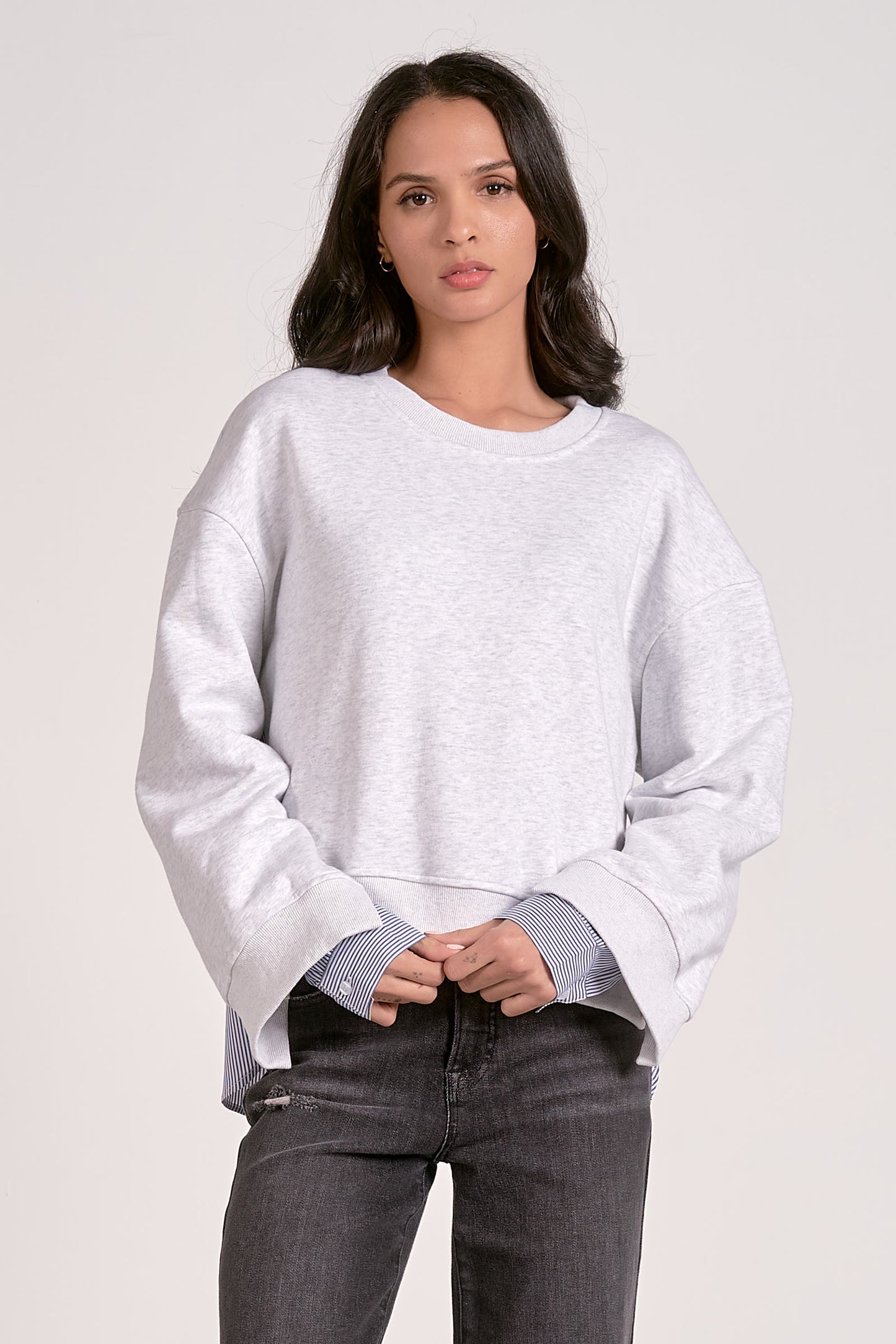 SWEATSHIRT BUTTON UP TOP