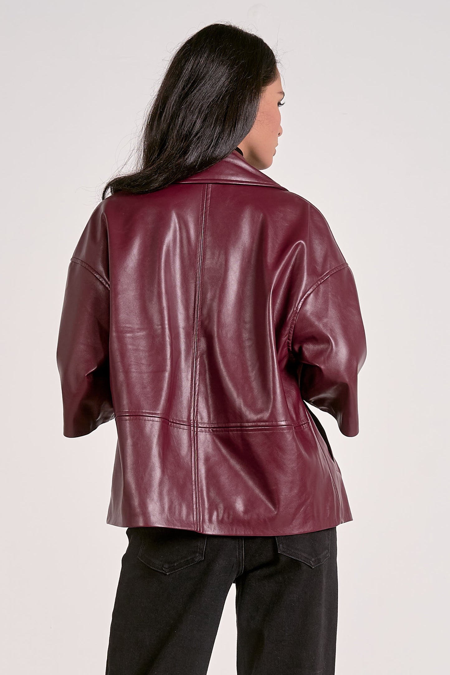 FAUX LEATHER OVERSIZED JACKET