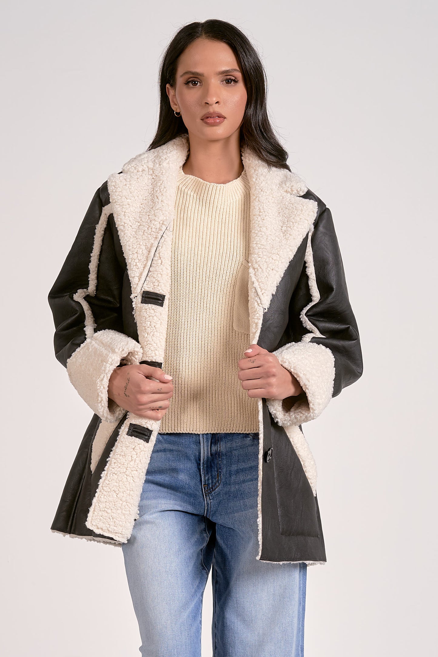 LINED FAUX LEATHER JACKET