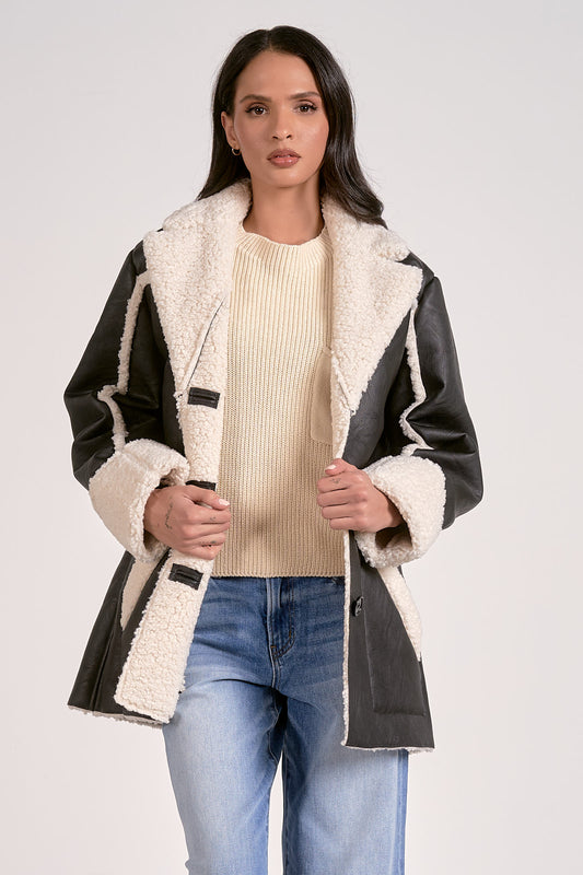 LINED FAUX LEATHER JACKET