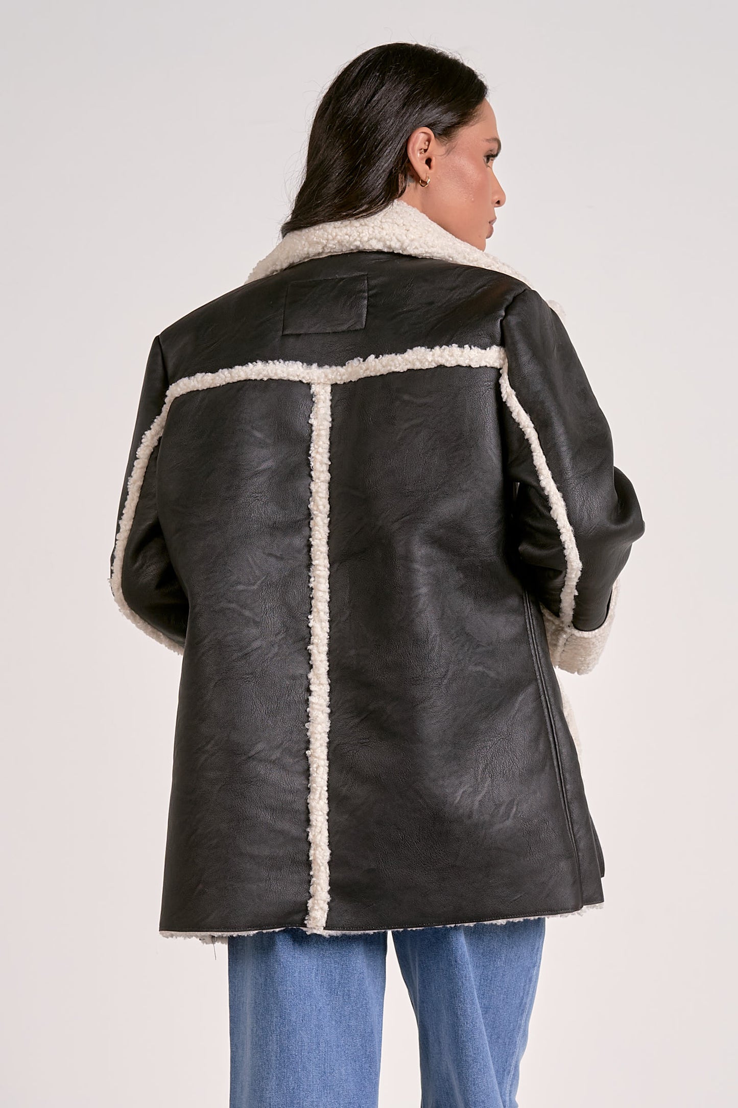 LINED FAUX LEATHER JACKET