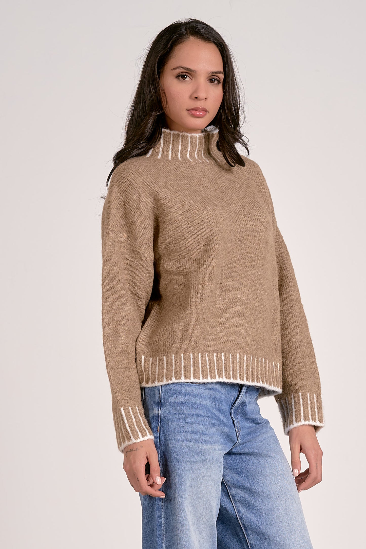 DETAILED TURTLENECK SWEATER