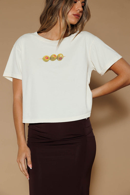 OLIVE CROPPED TEE