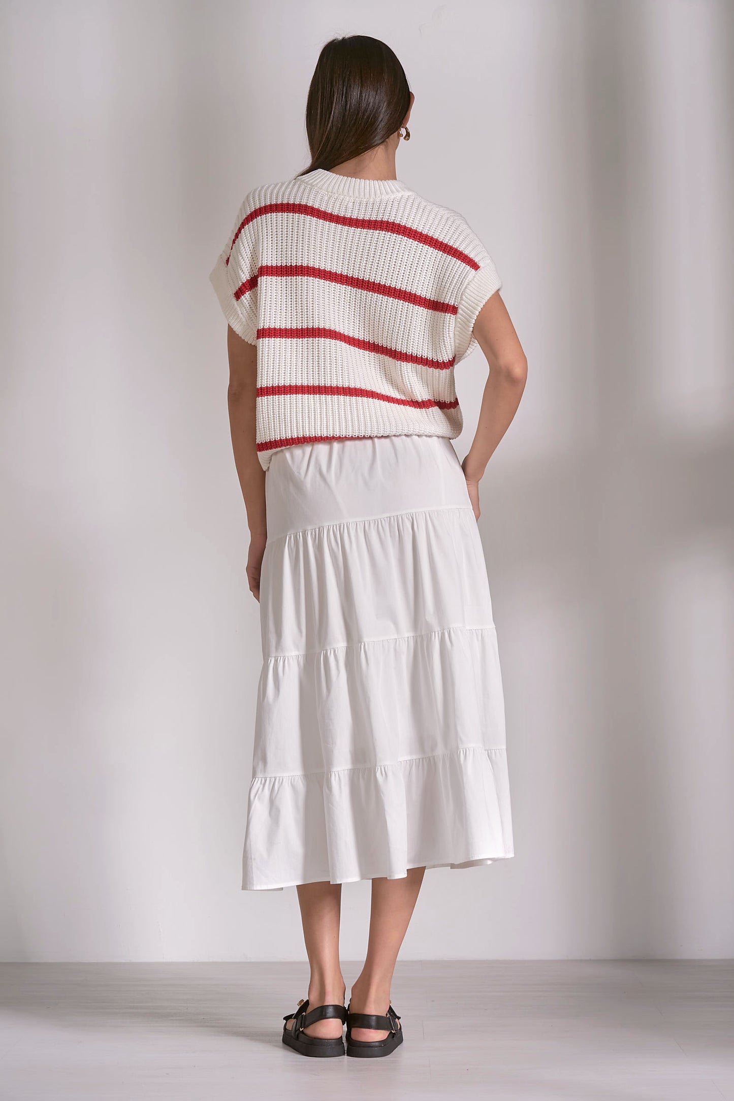 RED STRIPED SWEATER DRESS