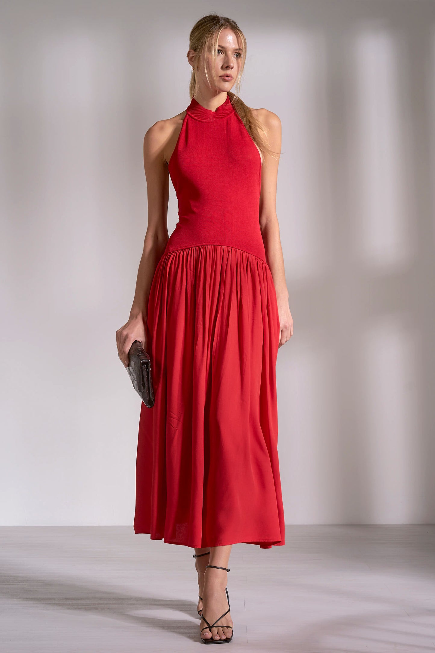 CHERRY RED MIDI DRESS