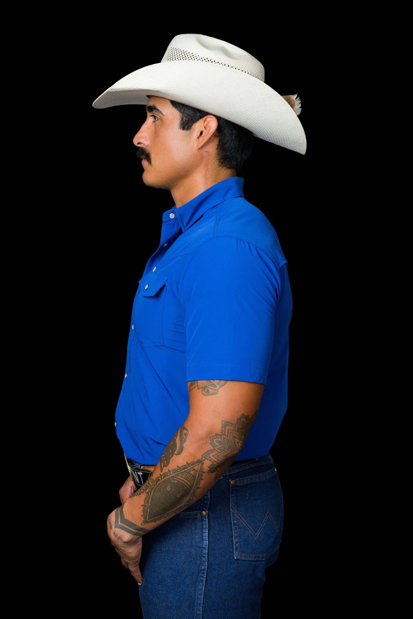 COBALT SHORT SLEEVE PEARL SNAP SHIRT