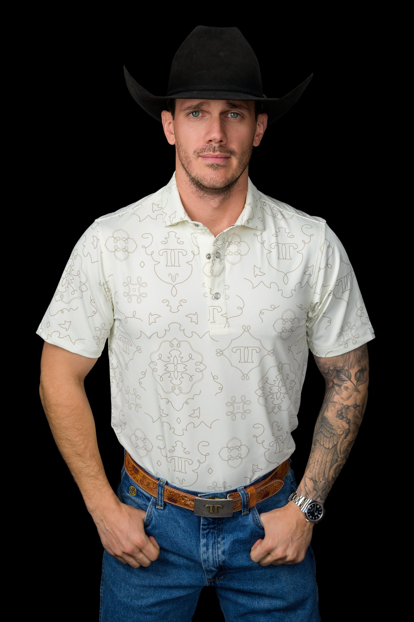 THE CARSON PEARL SNAP POLO IN CREAM
