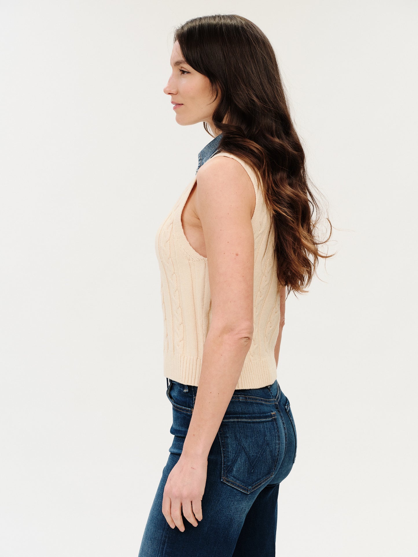 MONICA DENIM COLLAR VEST