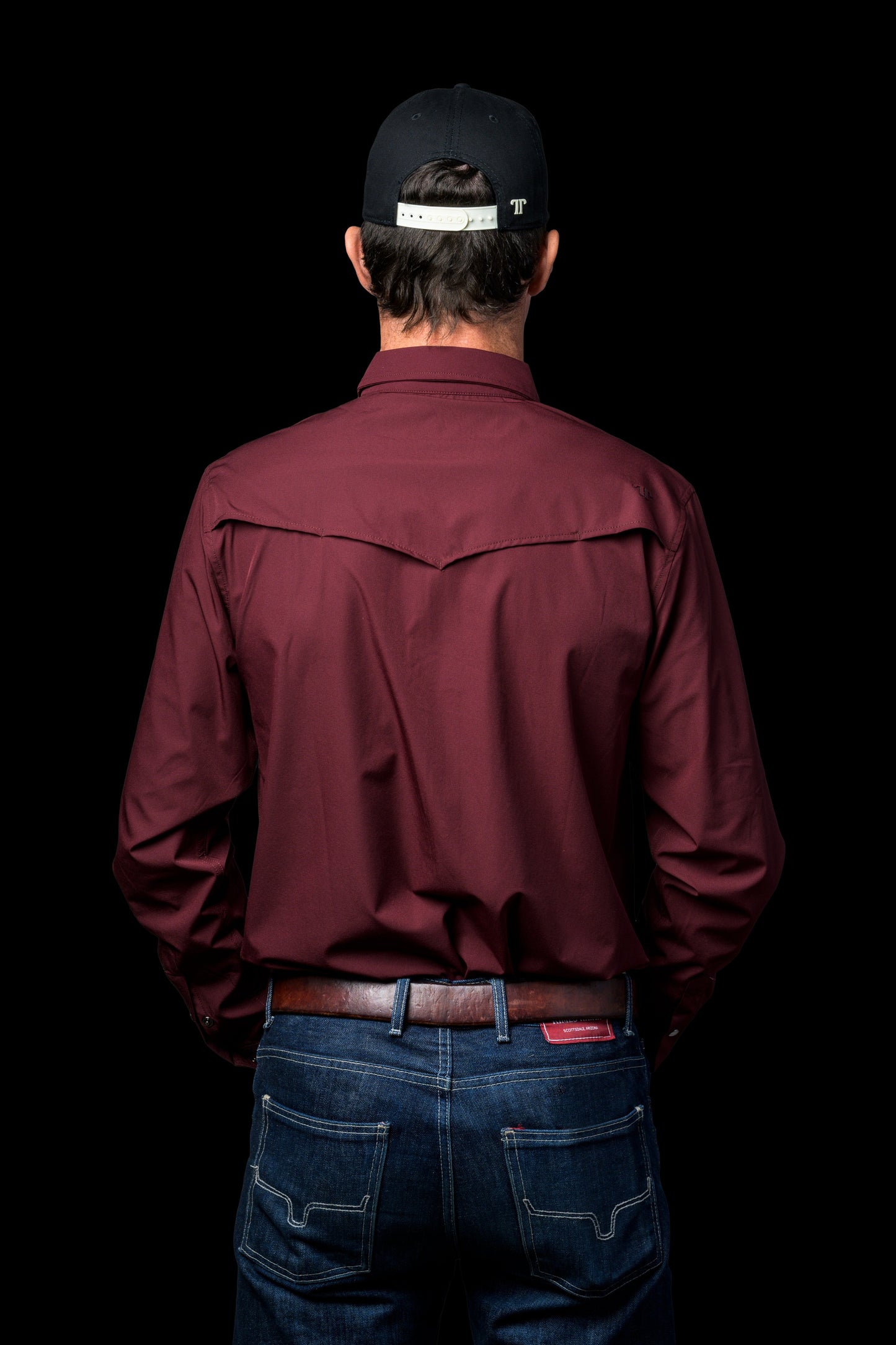 MAROON LONG SLEEVE SNAP SHIRT