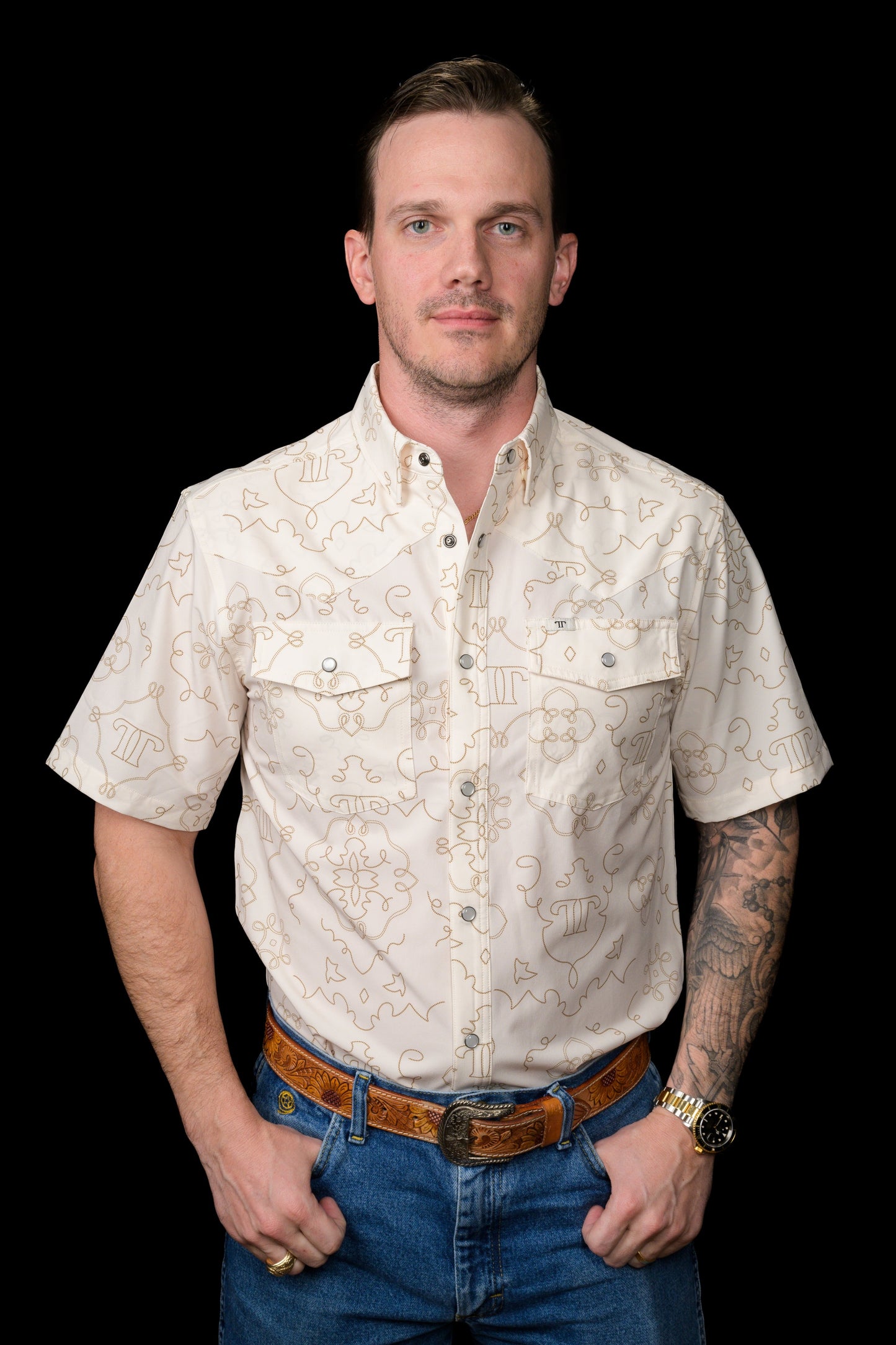 CARSON BEIGE SNAP SHIRT
