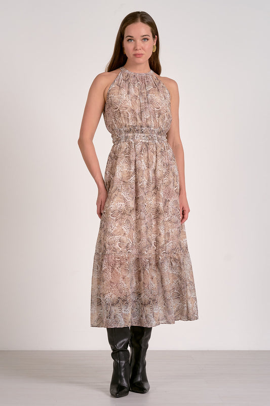 NATURAL SNAKE MIDI DRESS